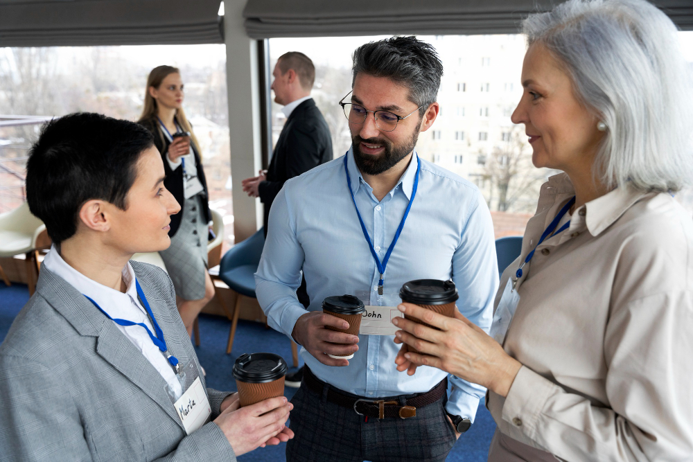 photo people taking part of business event